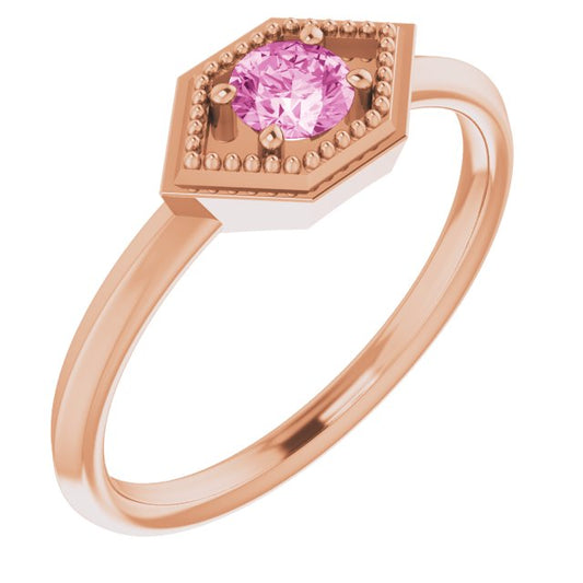 Dahlia Pink Sapphire Geometric Ring