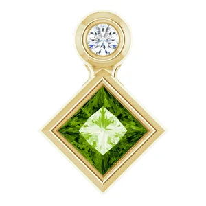Dahlia Bezel Peridot & Diamond Pendant