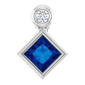 Dahlia Bezel Blue Sapphire & Diamond Pendant