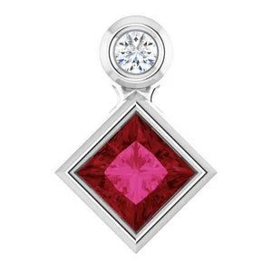 Dahlia Bezel Ruby & Diamond Pendant
