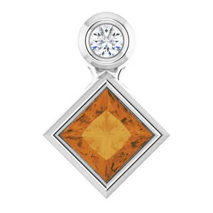 Dahlia Bezel Citrine & Diamond Pendant