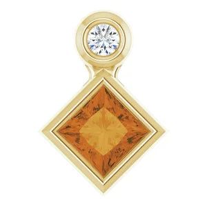 Dahlia Bezel Citrine & Diamond Pendant