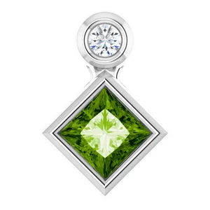 Dahlia Bezel Peridot & Diamond Pendant