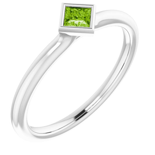 Dahlia Peridot Square Bezel Stackable Ring