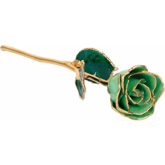 Lacquered Peridot Rose with Gold Trim