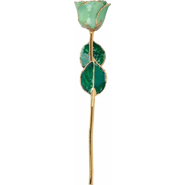 Lacquered Peridot Rose with Gold Trim