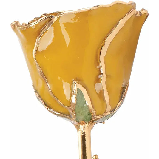 Lacquered Yellow Topaz Rose with Gold Trim