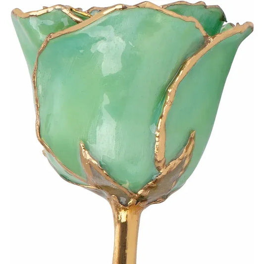 Lacquered Peridot Rose with Gold Trim