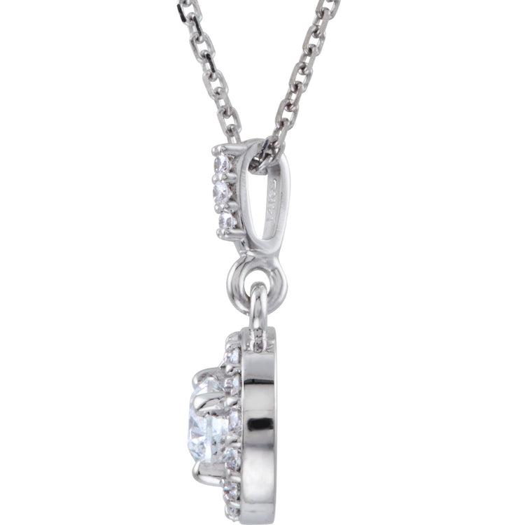 Orchid Diamond Halo Style Necklace