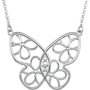 Daisy Floral Butterfly Necklace