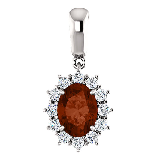 Orchid Garnet & Diamond Halo Style Pendant