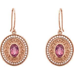 Iris Pink Tourmaline & Diamond Dangle Earrings