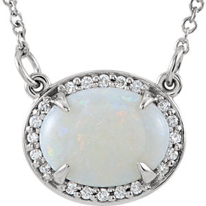 Plumeria Opal & Diamond Necklace