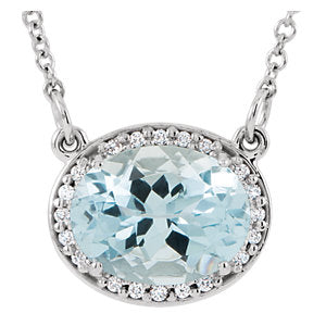 Plumeria Aquamarine and Diamond Necklace