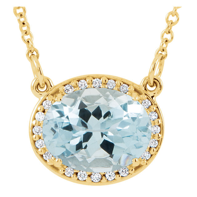 Plumeria Aquamarine and Diamond Necklace