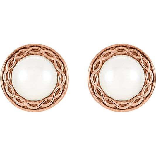 Tulip Pearl Infinity Stud Earrings