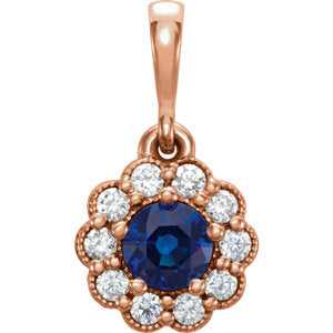 Orchid Blue Sapphire and Diamond Pendant