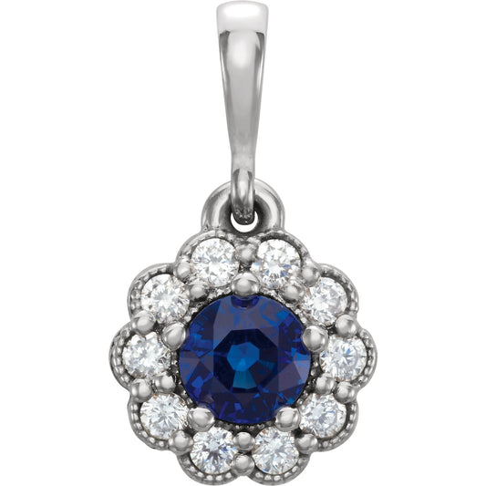 Orchid Blue Sapphire and Diamond Pendant