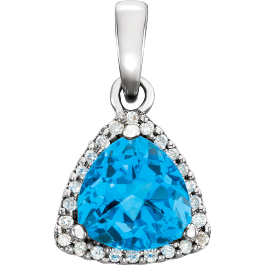 Trillium Swiss Blue Topaz & Diamond Pendant