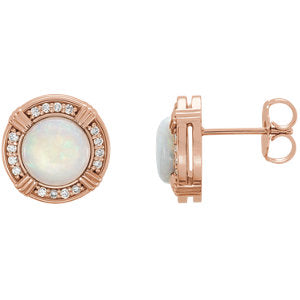 Lotus Opal & Diamond Earrings