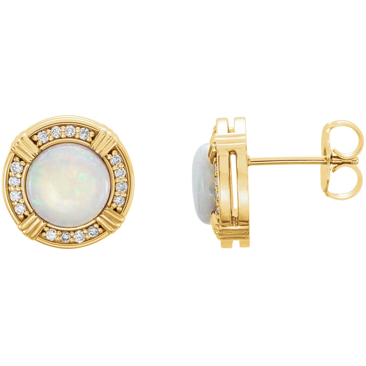 Lotus Opal & Diamond Earrings