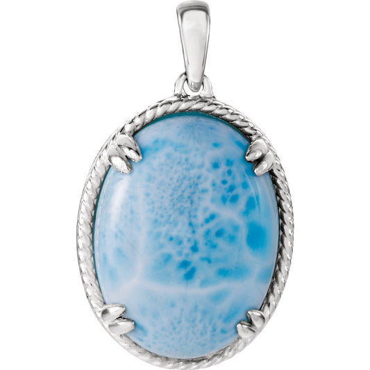 Hibiscus Larimar Oval Rope Pendant