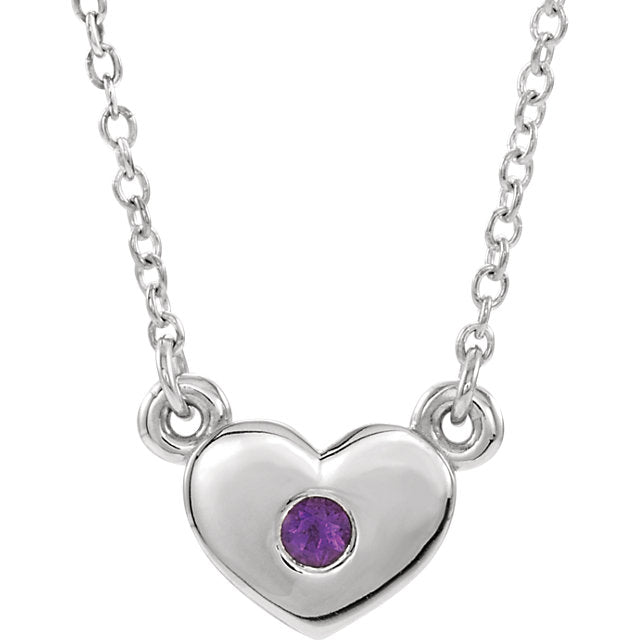 Amethyst Heart White Gold Necklace
