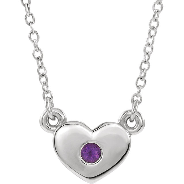 Amethyst Heart Sterling Silver Necklace