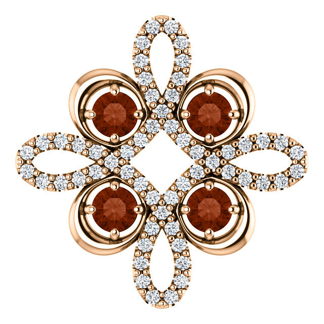 Clover Garnet & Diamond Pendant