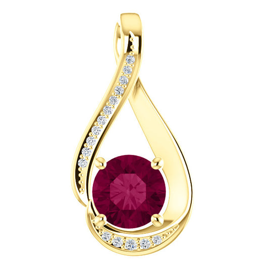 Passionflower Rhodolite Garnet & Diamond Pendant