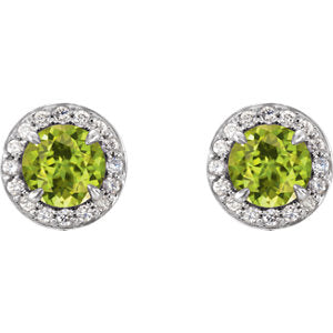 Hydrangea Peridot & Diamond Halo Style Earrings