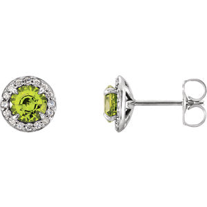 Hydrangea Peridot & Diamond Halo Style Earrings