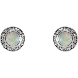 Opal & Diamond Halo Style Earrings