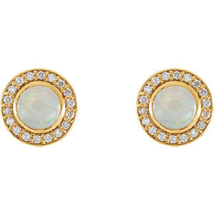 Hydrangea Opal & Diamond Halo Style Earrings