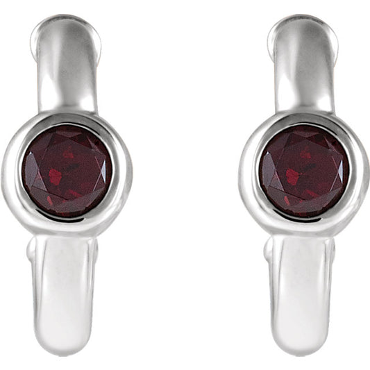 Poppy Garnet J Hoop Earrings