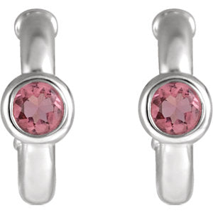 Poppy Pink Tourmaline J Hoop Earrings