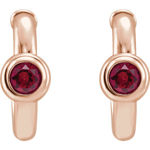 Poppy Ruby J Hoop Earrings