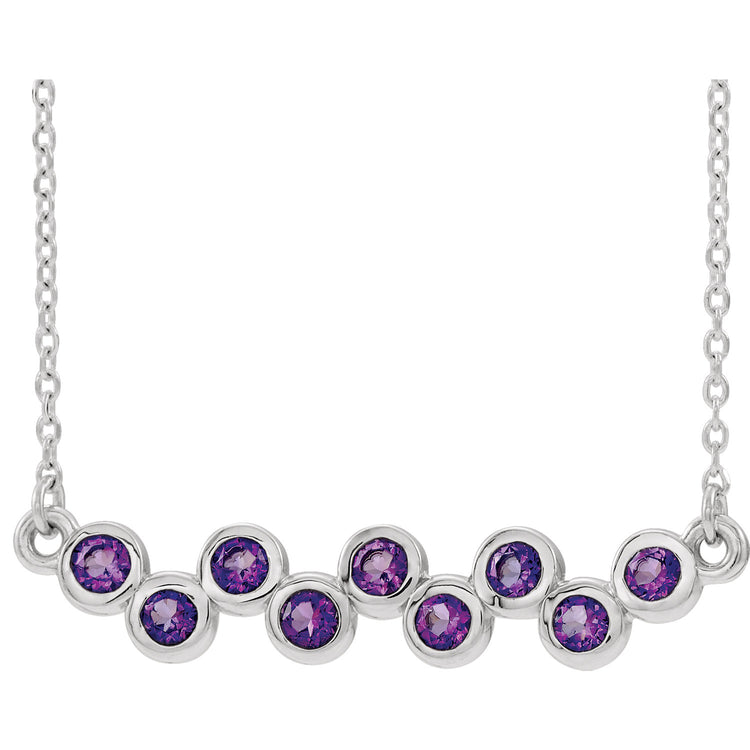 Amethyst White Gold Bar Necklace