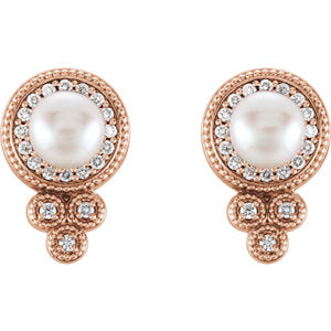 Pearl & Diamond Earrings