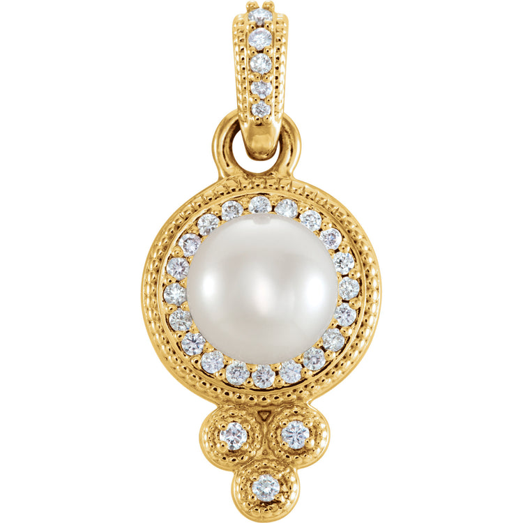 Iris Freshwater Pearl & Diamond Pendant