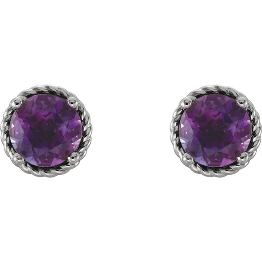 Hibiscus Amethyst Rope Stud Earrings