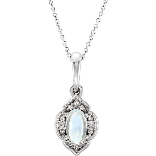 Iris Moonstone & Diamond Necklace