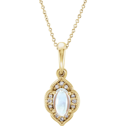 Iris Moonstone & Diamond Necklace