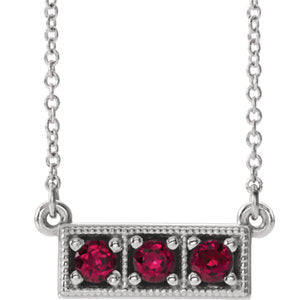 Iris Ruby Three Stone Necklace