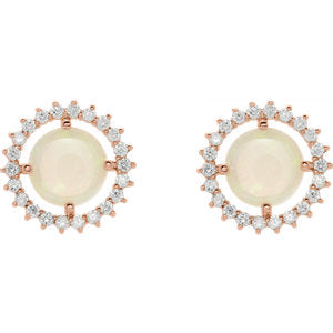 Opal & Diamond Halo Style Earrings