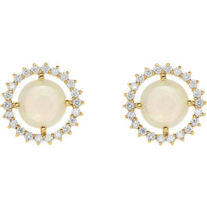 Opal & Diamond Halo Style Earrings