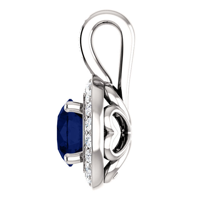 Hydrangea Blue Sapphire and Diamond Pendant