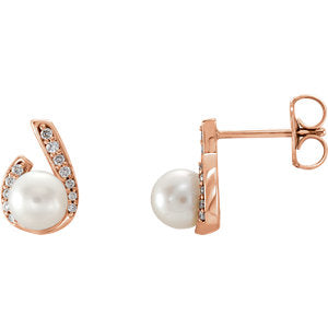 Pearl & Diamond Earrings