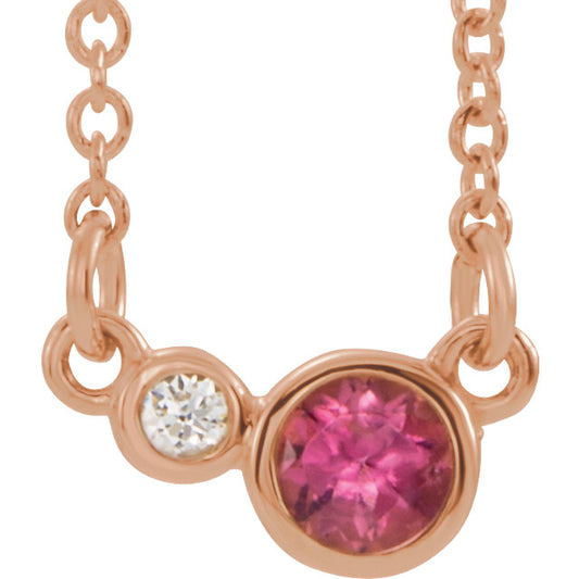 Poppy Pink Tourmaline and Diamond Necklace