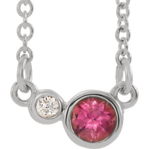 Poppy Pink Tourmaline and Diamond Necklace